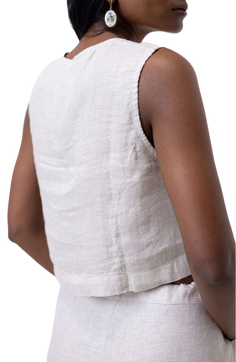 Reistor Cropped vest shirt, Alternate, color, Linen Check White