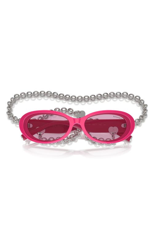 Tiffany & Co . 54mm Oval Sunglasses With Chain In Multi