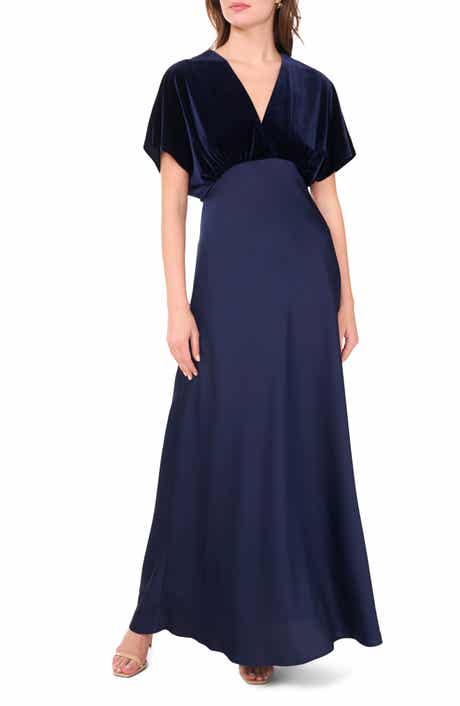CeCe Dolman Sleeve Velvet & Satin Dress