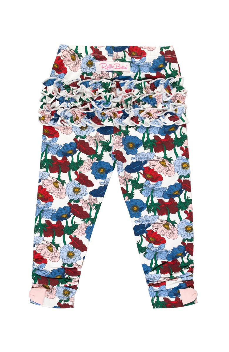 RuffleButts Baby Girls Ruched Bow Leggings, Main, color, 