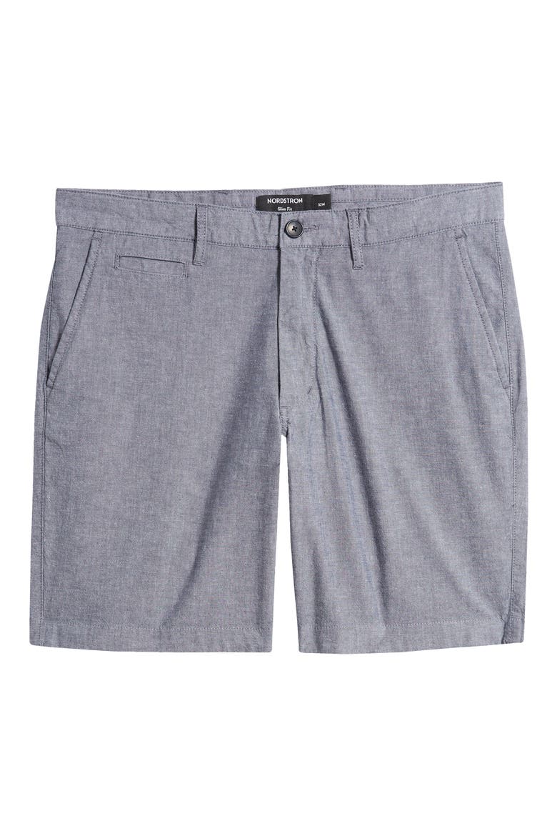 Cotton Stretch Chambray Shorts, Alternate, color, NAVY BLAZER- WHITE