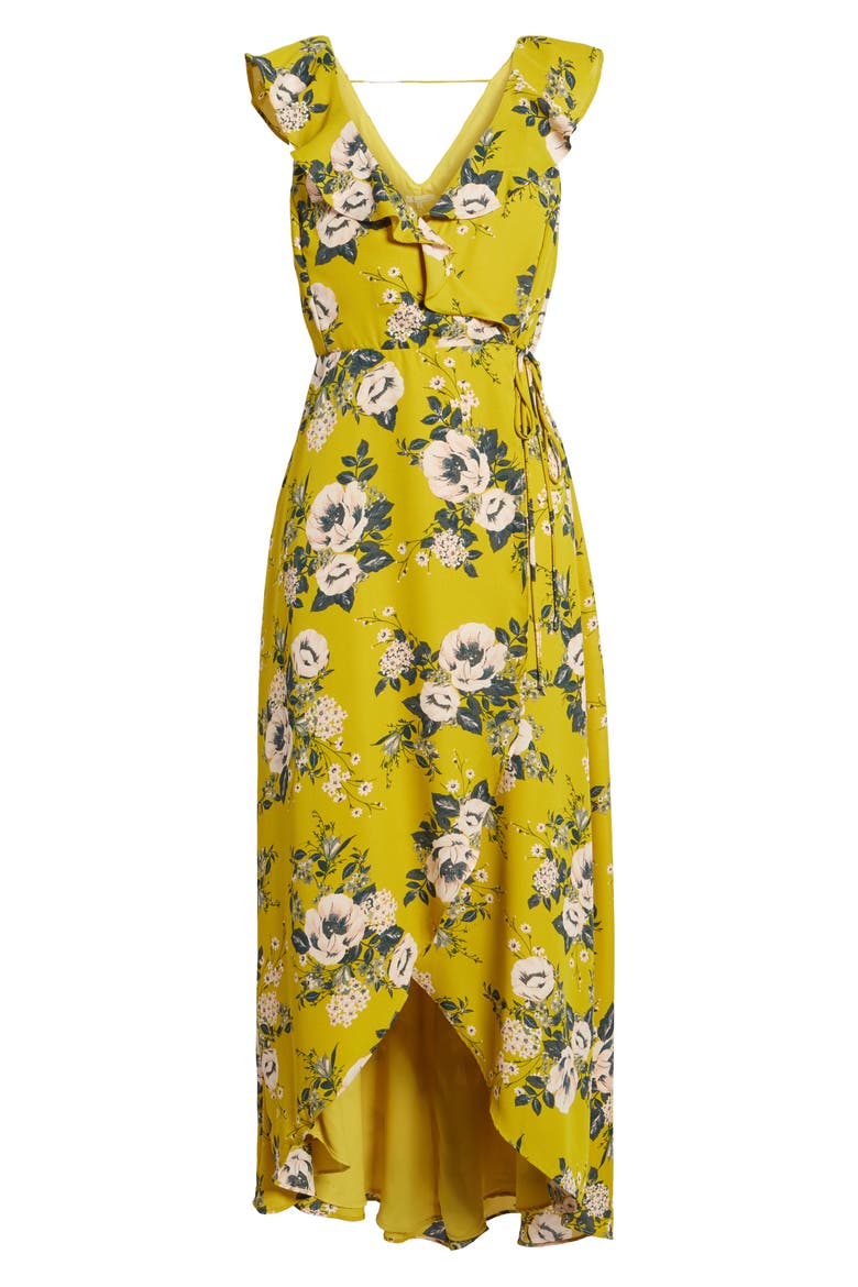 Wrap Maxi Dress, Alternate, color, YELLOW GREY