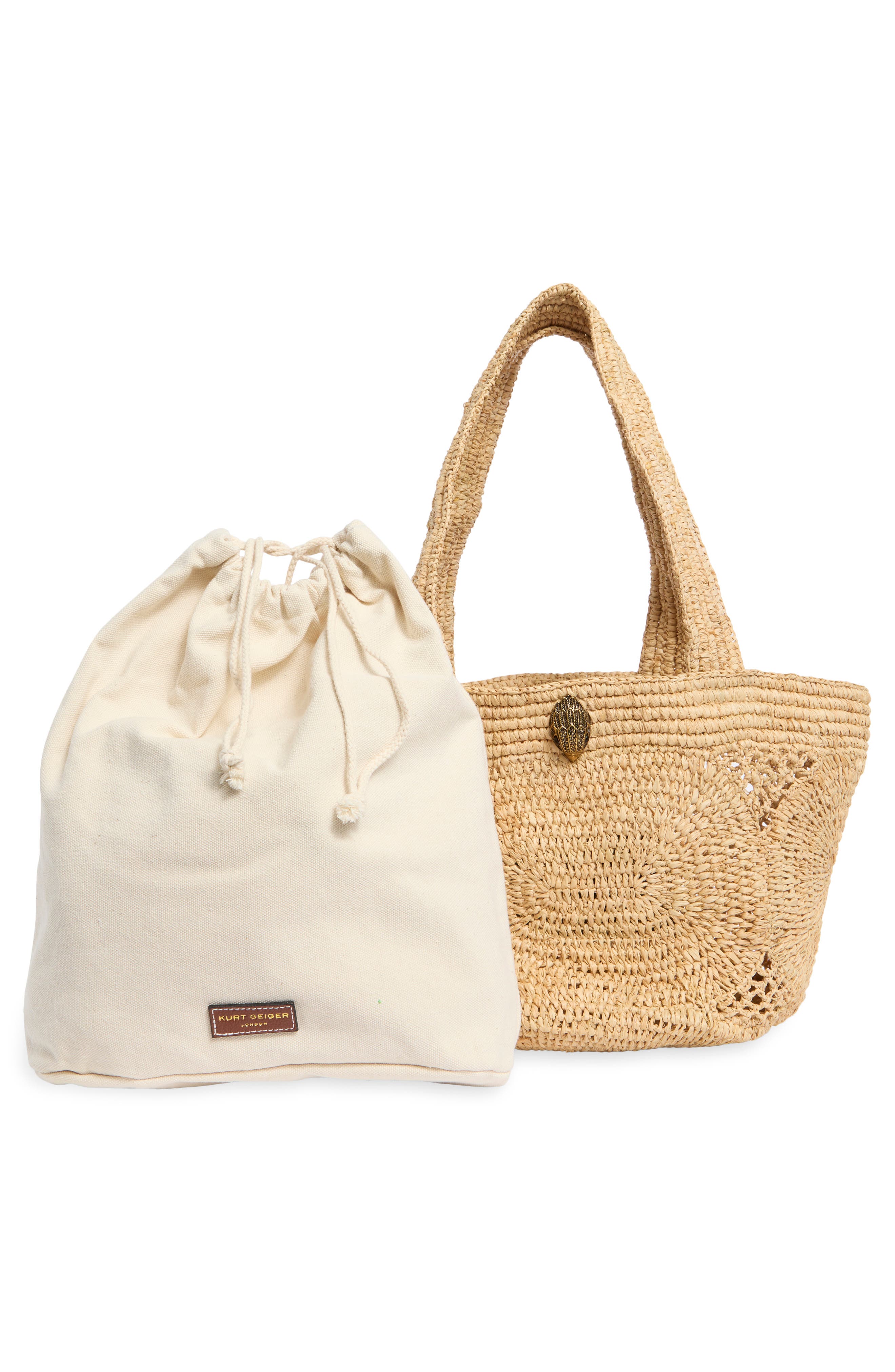 Kurt Geiger London Kensington Raffia Tote, Alternate, color, Beige