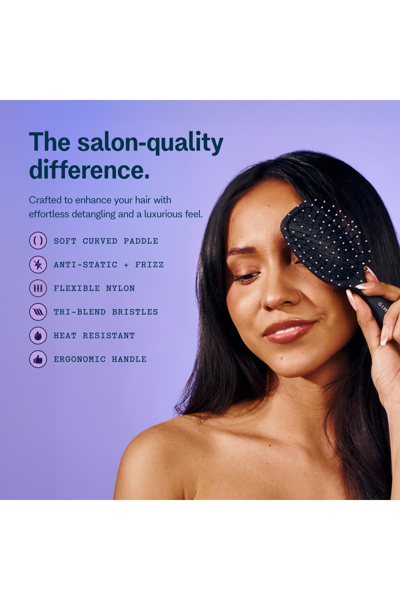 Mini Travel Detangler Brush with Anti-Static, Heat-Resistant & Flexible Nylon Bristle, Alternate, color, Black