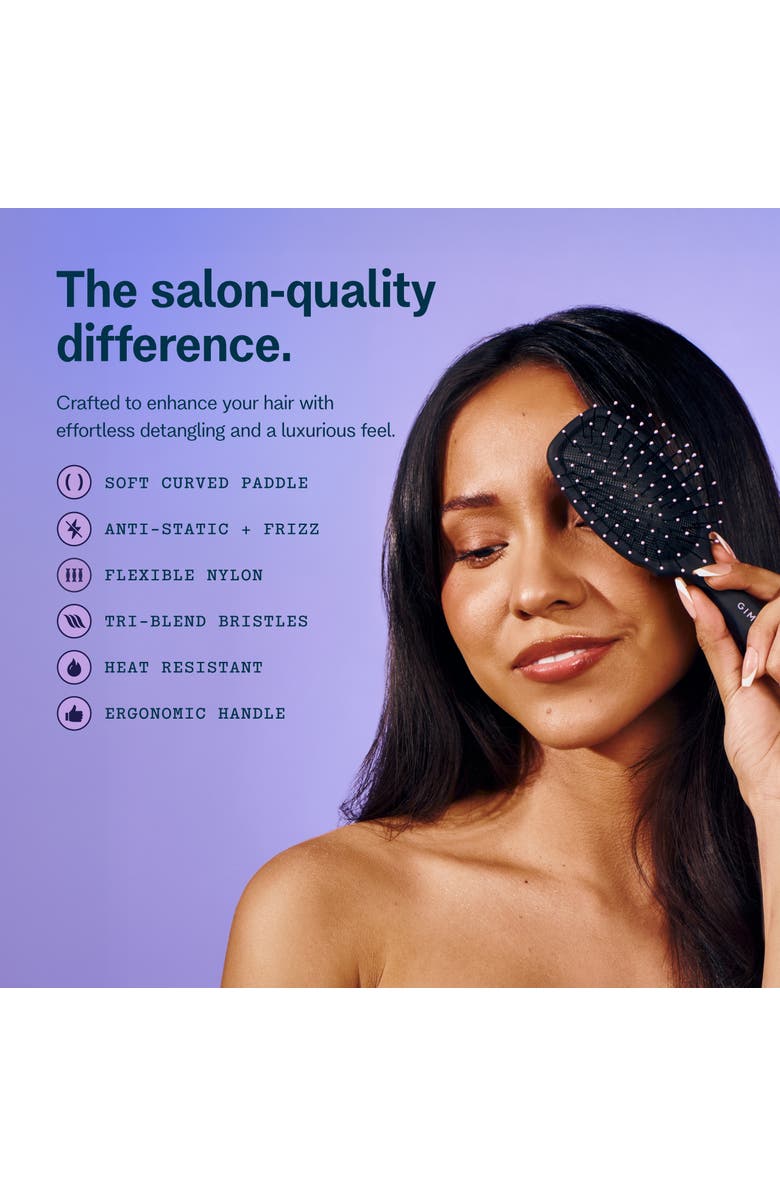 Gimme Beauty Mini Travel Detangler Brush with Anti-Static, Heat-Resistant & Flexible Nylon Bristle, Alternate, color, Black