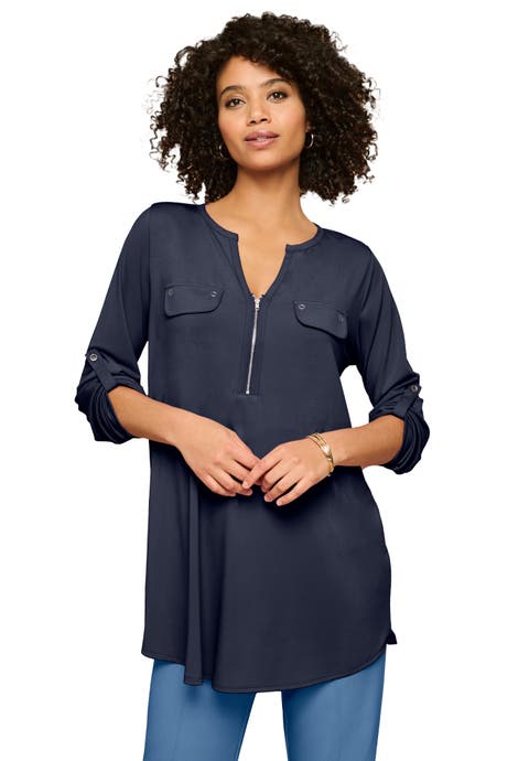 Zip Front Ultrasmooth® Fabric Tunic