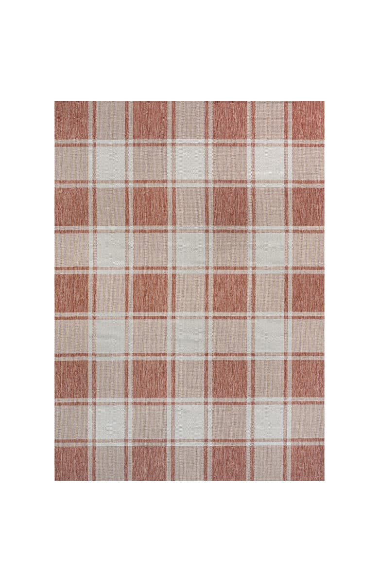 JONATHAN Y Sabine Traditional Farmhouse Bold Gingham Indoor/Outdoor Area Rug, Main, color, Salmon/Cream