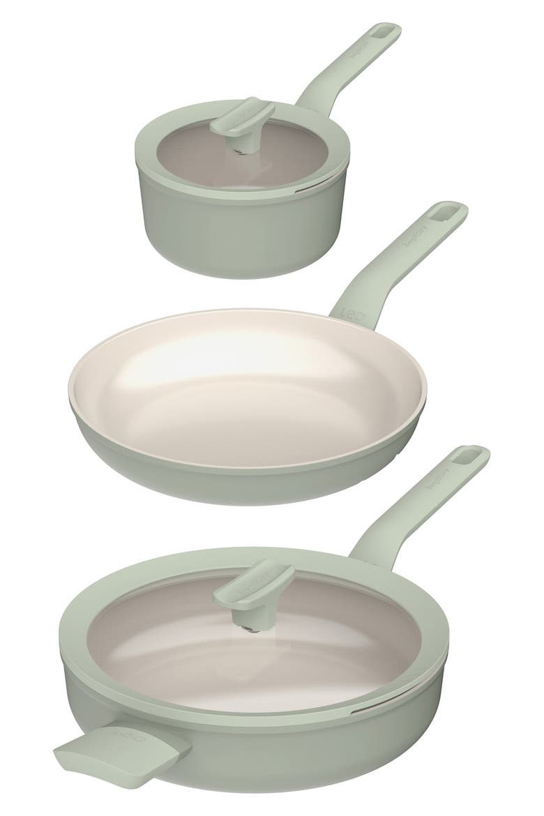 Leo Balance 3-Piece Frying Pan Set, Main, color, SAGE