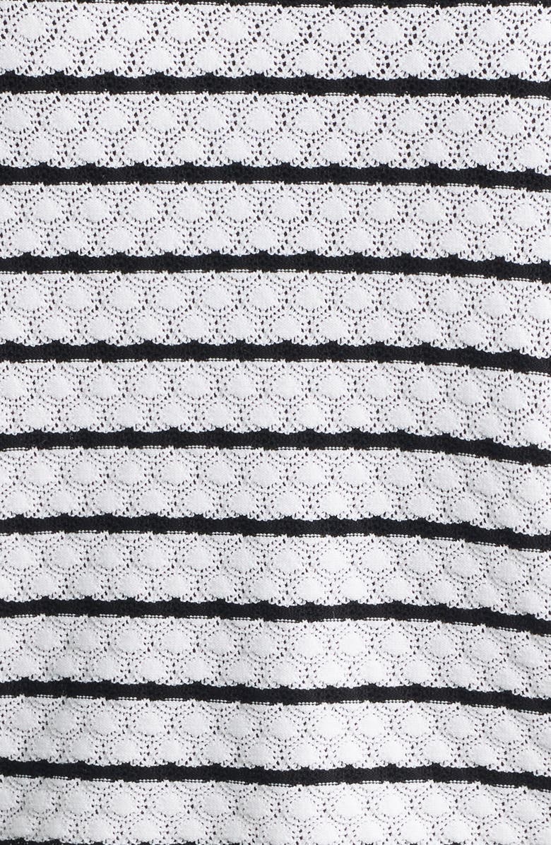 Anne Klein Stripe Stitch Detail Cardigan, Alternate, color, Crspwht/ Anneblack