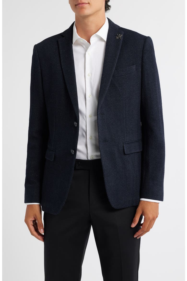 Varick Slim Fit Knit Sport Coat, Main, color, NAVY