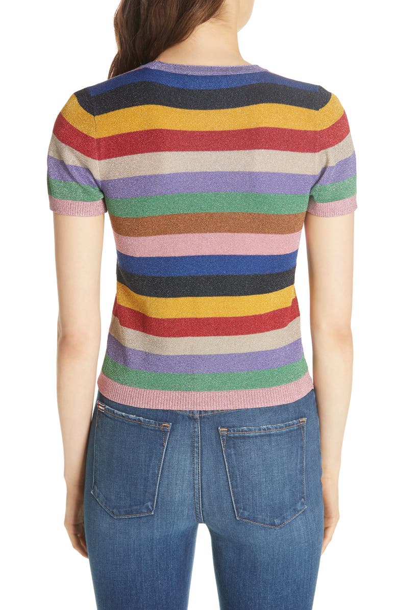 Alice + Olivia Baylor Stripe Top, Alternate, color, 