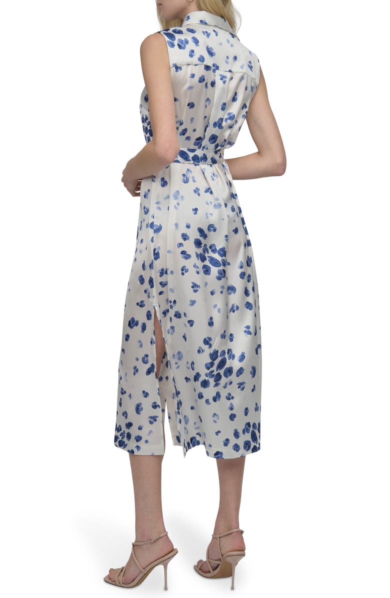 DKNY Floral Sleeveless Shirtdress, Alternate, color, Cream/ Blue