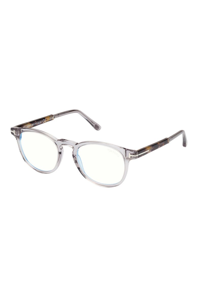 49mm Round Blue Light Blocking Optical Glasses, Alternate, color, SMOKE GREY PALLADIUM
