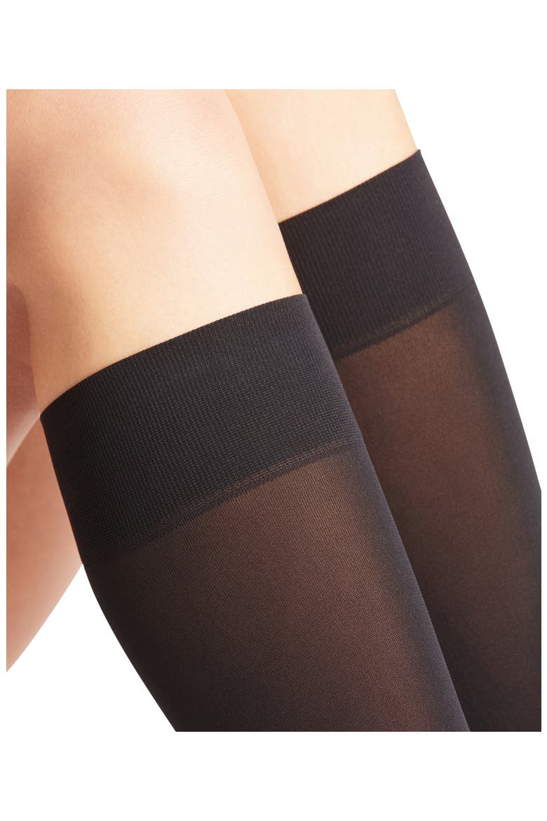 Pure Matte Knee High Socks, Alternate, color, BLACK