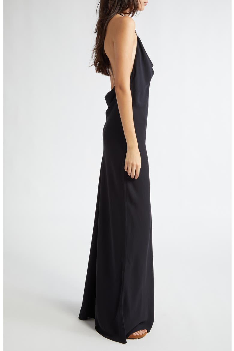 Crystal Embellished Halter Cocktail Dress, Alternate, color, BLACK