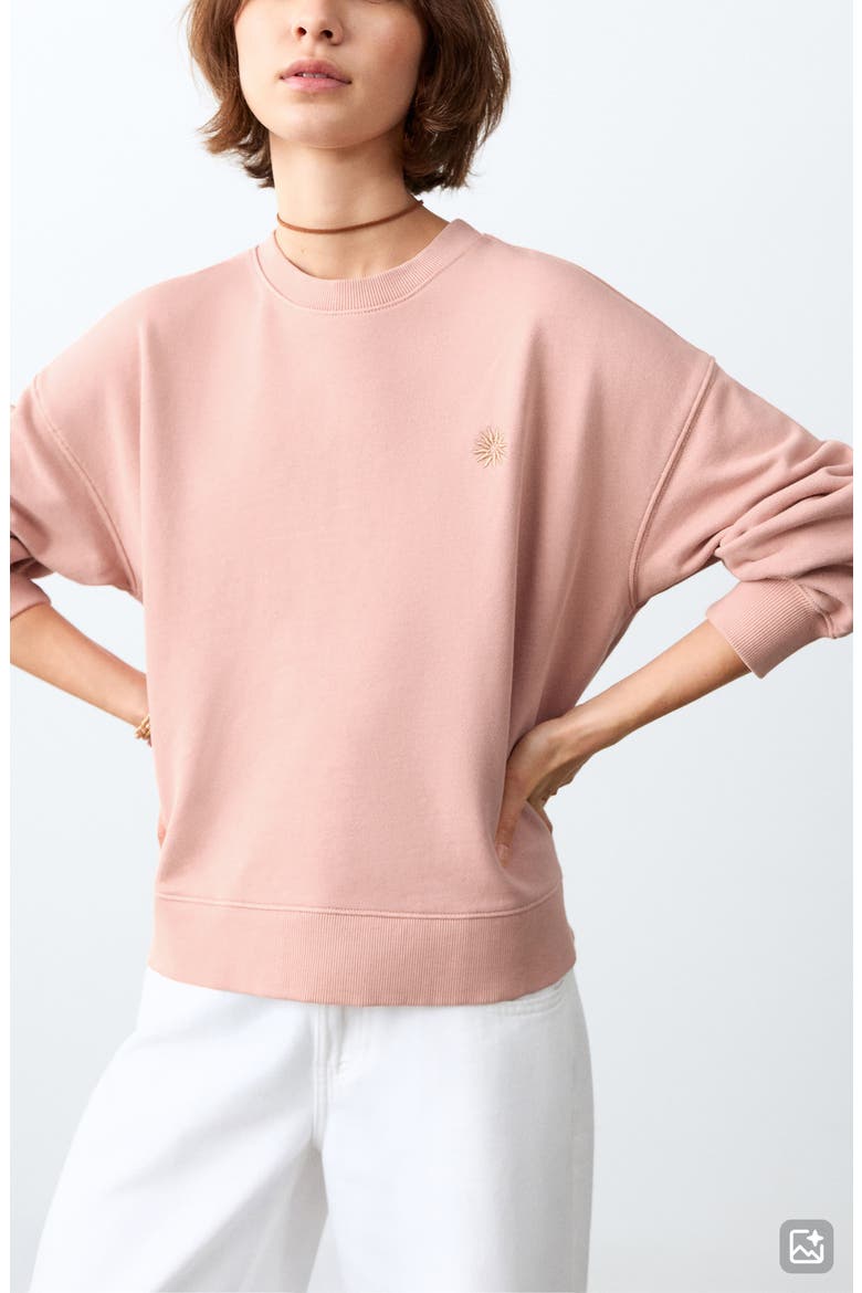 Print Cotton Sweatshirt, Main, color, PEACH