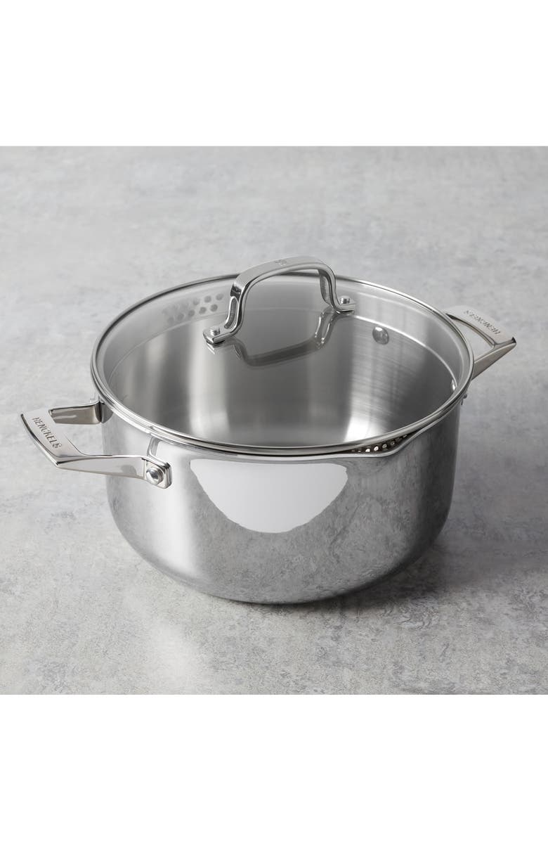 HENCKELS CUTLERY Clad H3 6-Quart Stainless Steel Pot with Lid, Alternate, color, Silver