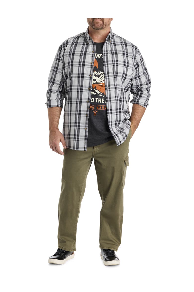 Big & Tall Easy-Care Lg Plaid Sport Shirt, Alternate, color, GREY