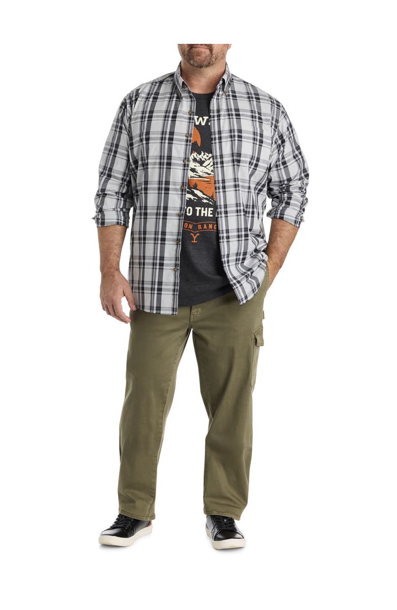 Harbor Bay by DXL Big & Tall Easy-Care Lg Plaid Sport Shirt, Alternate, color, Grey