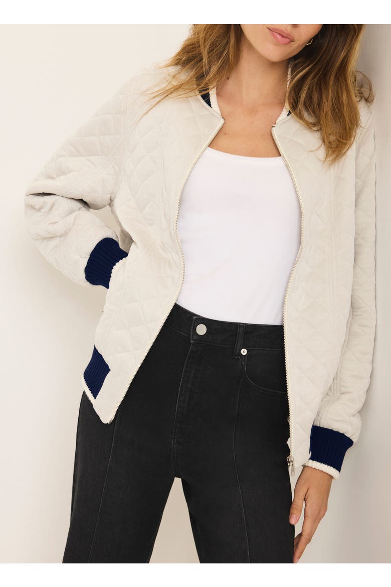 Quilted Bomber Jacket, Alternate, color, Cream