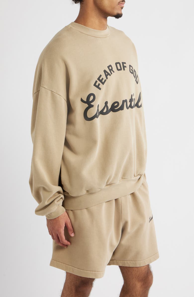 Fear of God Essentials '90s Fit Training Logo Crewneck Sweatshirt, Alternate, color, Faded Dune