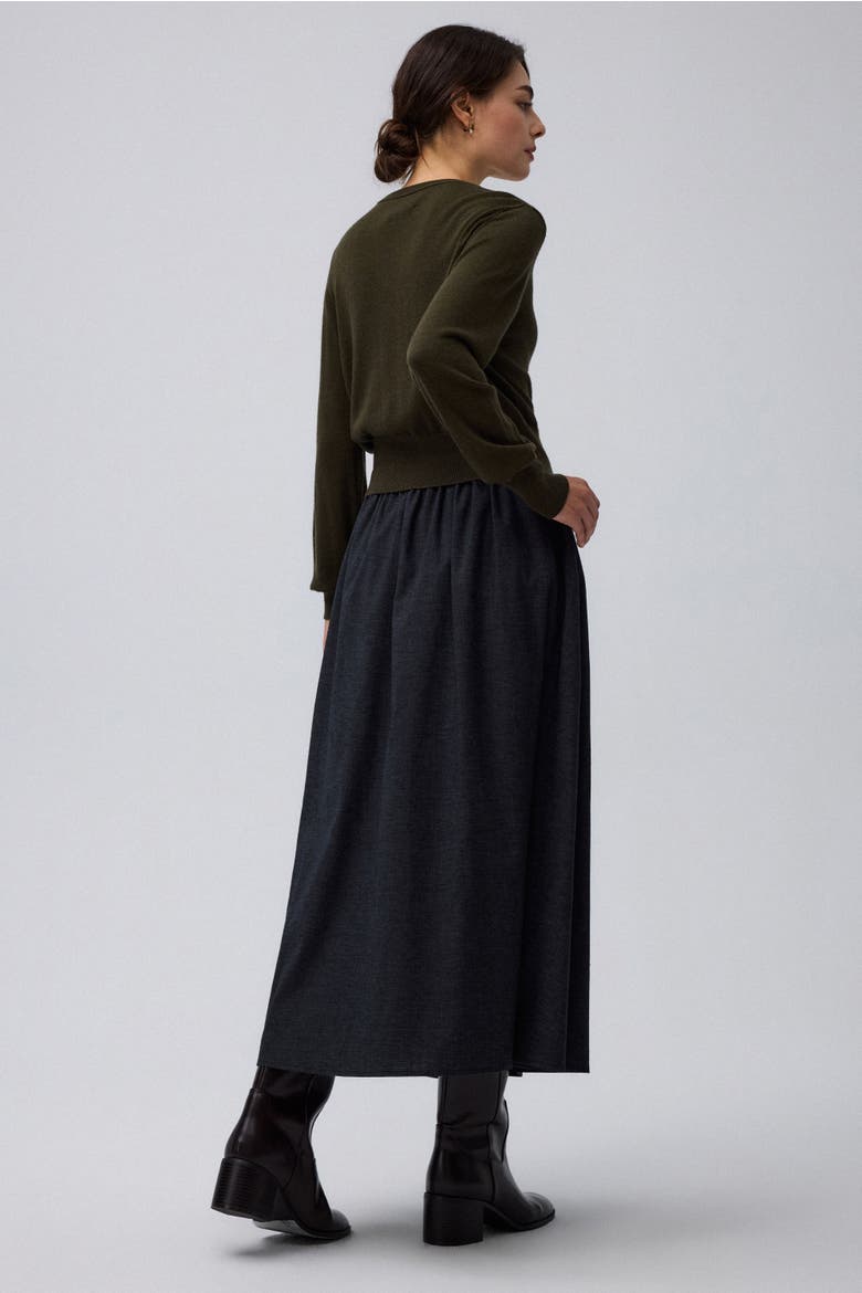 Hemp Blend Maxi Skirt, Alternate, color, washed black