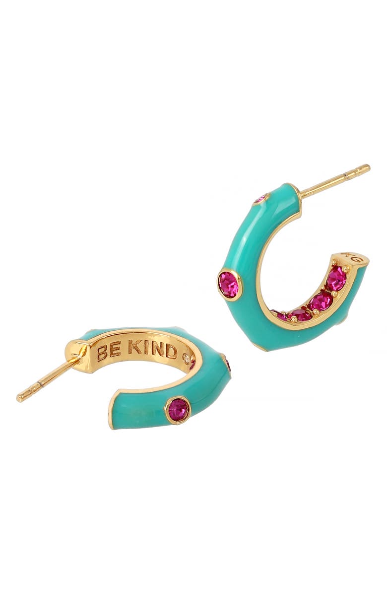 Kurt Geiger London Enamel Crystal Huggie Earrings, Alternate, color,