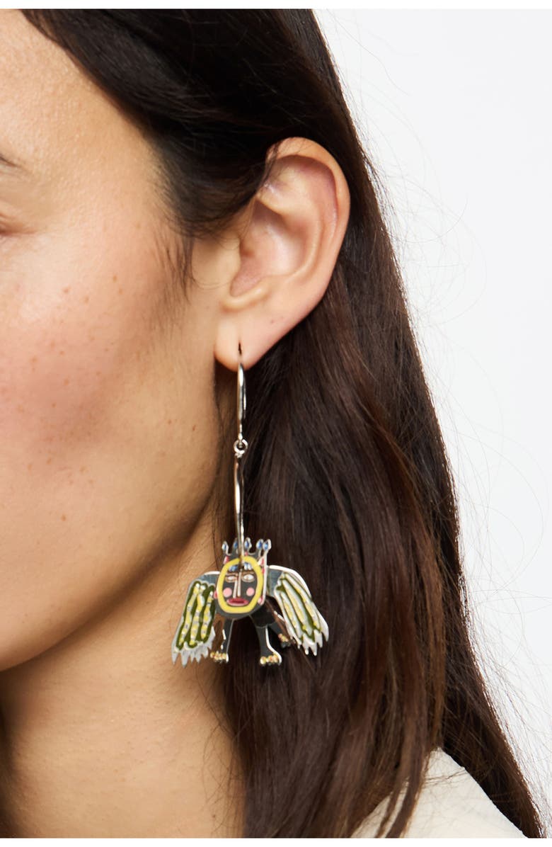 Bimba y Lola Masks Hoop Earrings, Alternate, color, Dark Silver