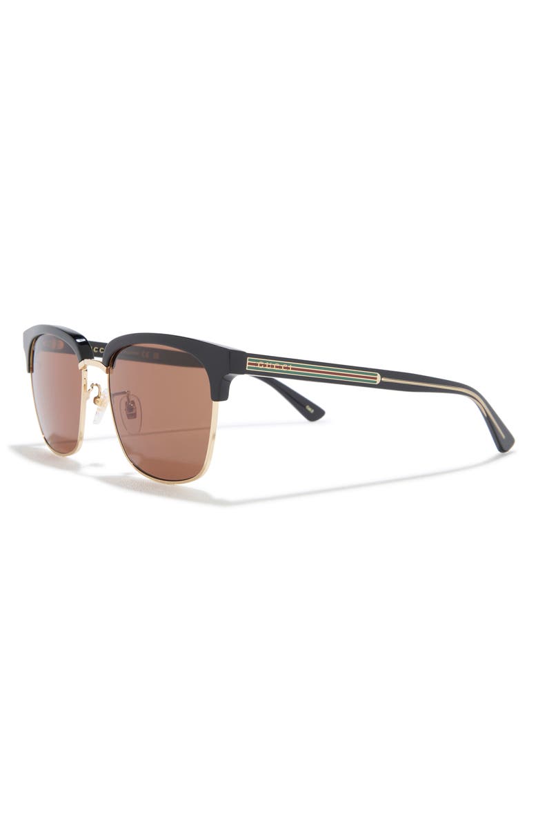 Gucci 56mm Half Rim Sunglasses, Alternate, color, Black Black Brown