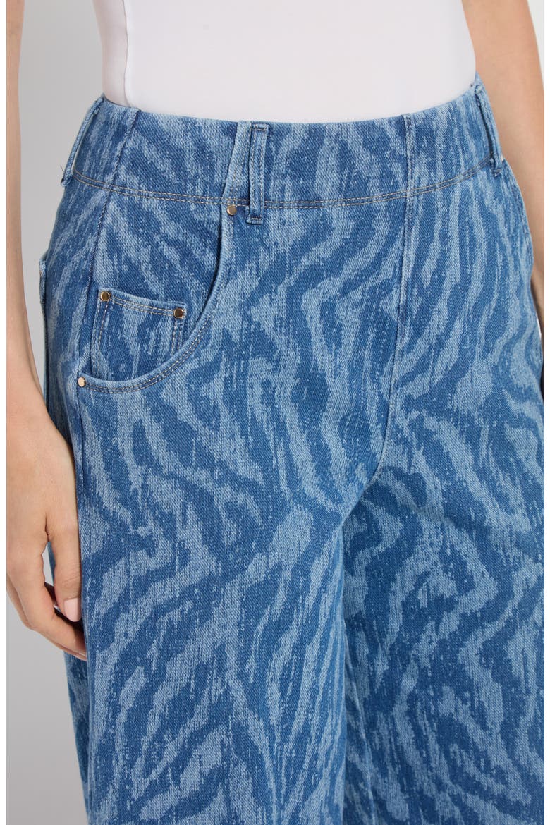 Leo Print High Waist Ankle Wide Leg Denim Pants, Alternate, color, CURRENT RIPPLES