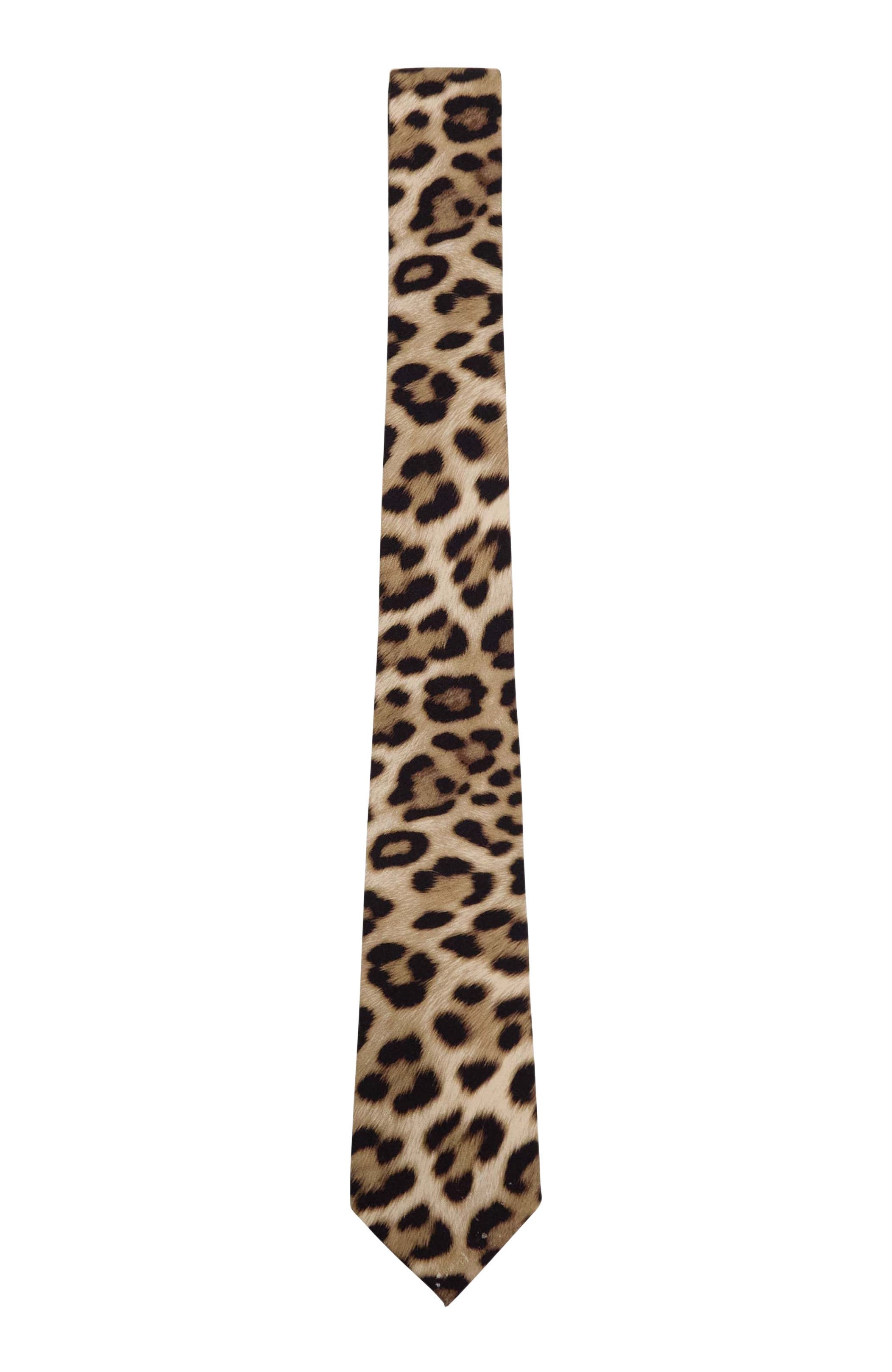 Lords Of Harlech Leopard Womens Printed Tie In Brown