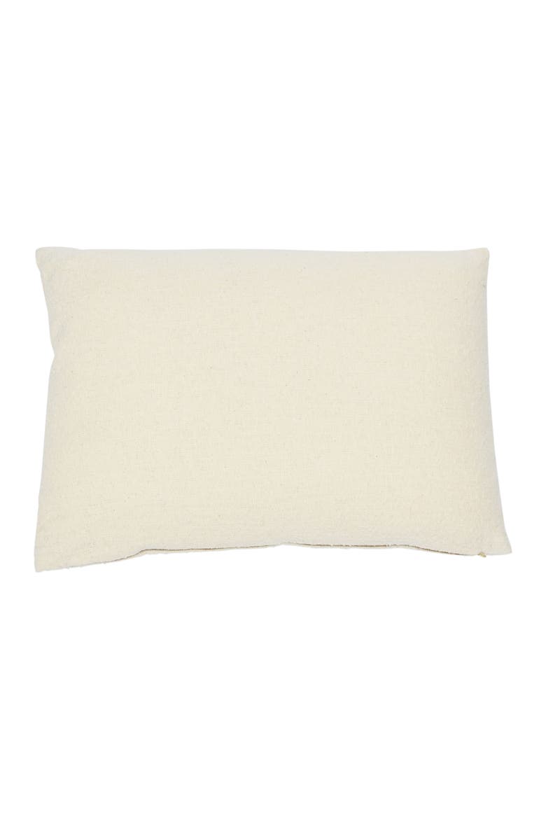 Woven Cotton Slub Lumbar Pillow with Gold Metallic Thread Embroidery, Alternate, color, Cream