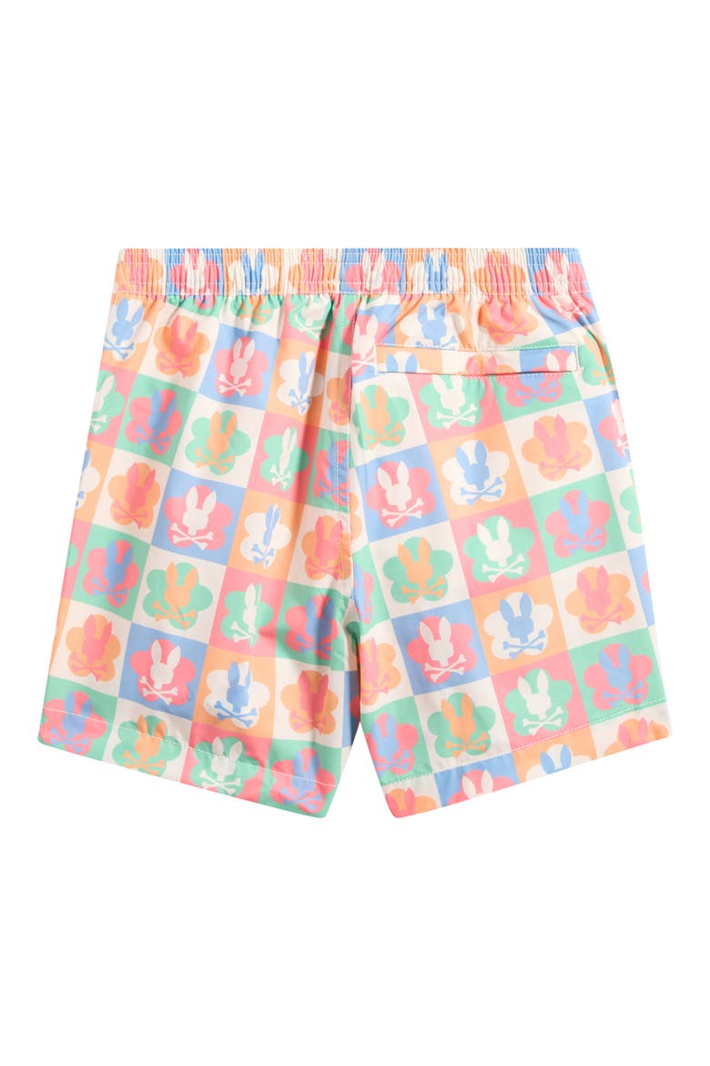 Kids' Aiden Bunny Print Swim Trunks, Alternate, color, PRISTINE
