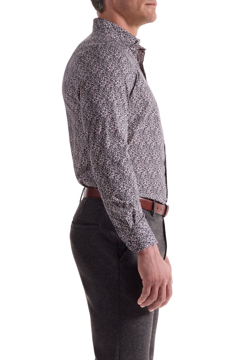 Bugatchi Julian Shaped Fit Pebble Print Button-Up Shirt, Alternate, color, Wood Rose