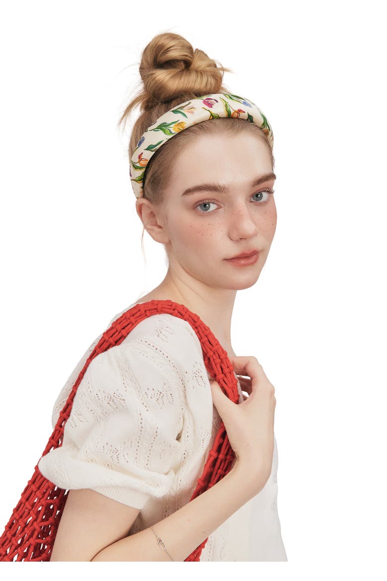Tulip Silk Headband, Alternate, color, Cream