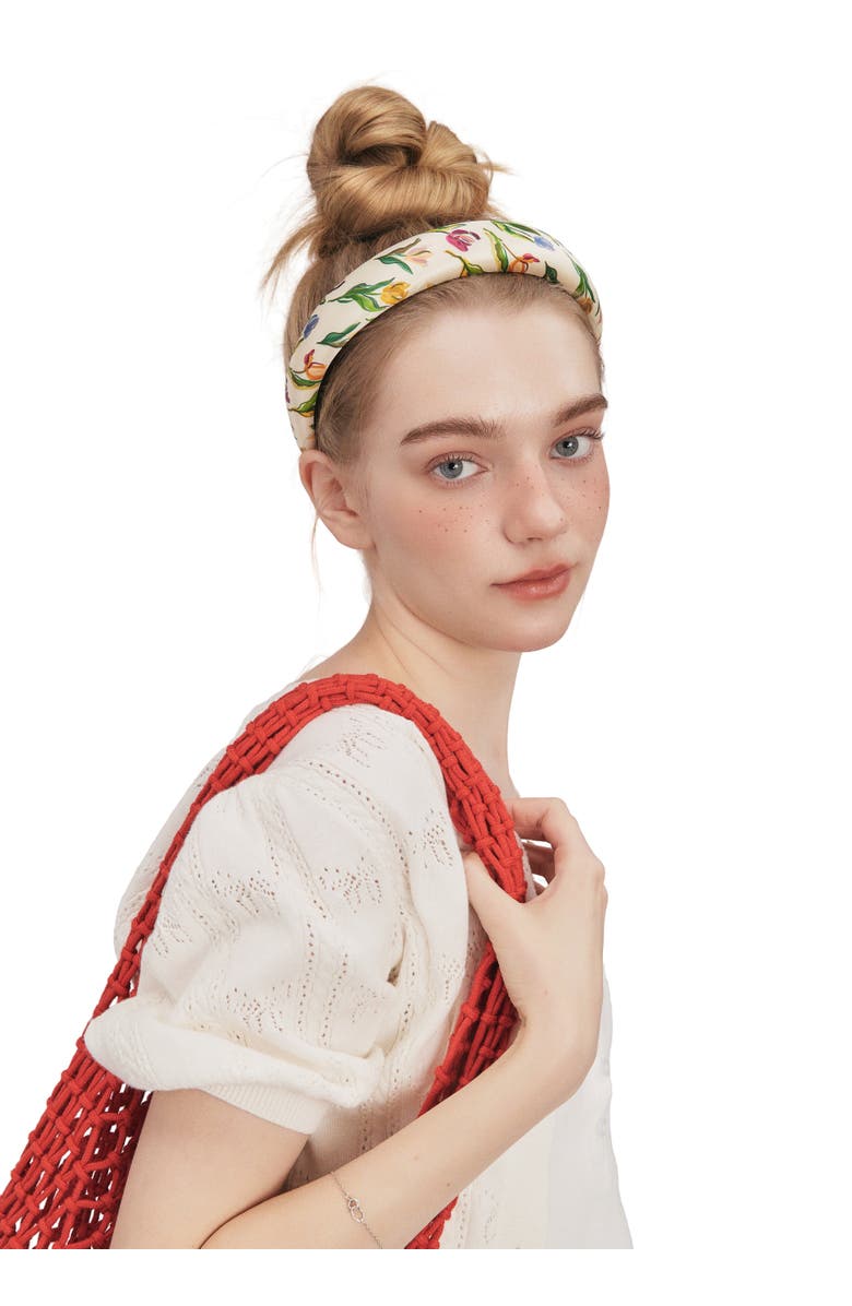 OLAH Tulip Silk Headband, Alternate, color, Cream