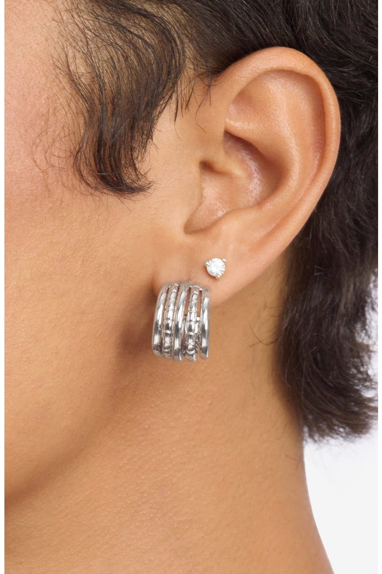 Talon 5-Row Hoop Earrings, Alternate, color, SILVER