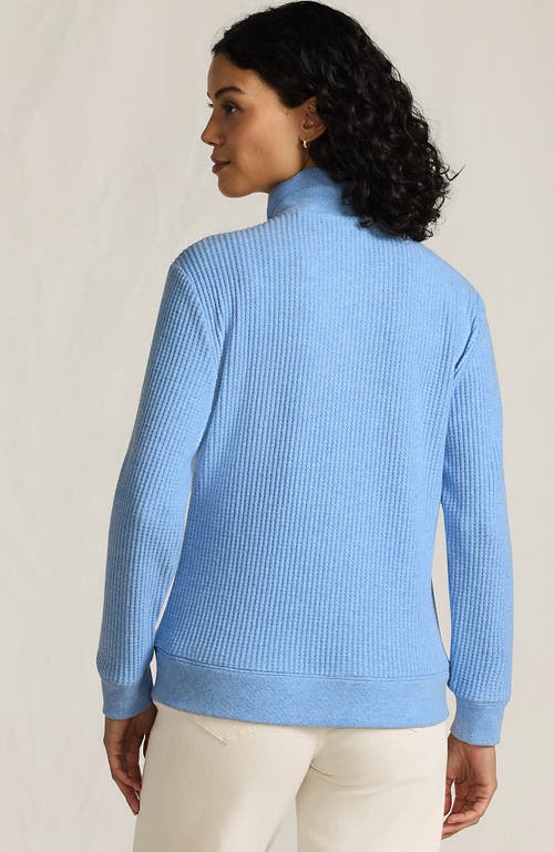 Lands' End Long Sleeve Waffle Quarter Zip Pullover In Blue