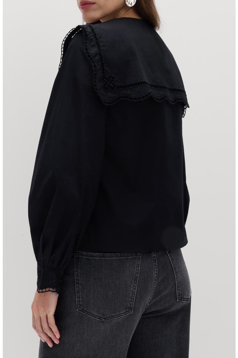 Broderie Collar Shirt, Alternate, color, BLACK