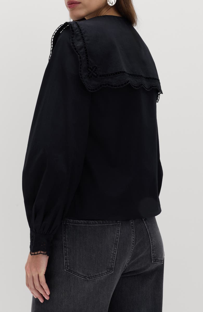 PER UNA BY M&S Broderie Collar Shirt, Alternate, color, Black