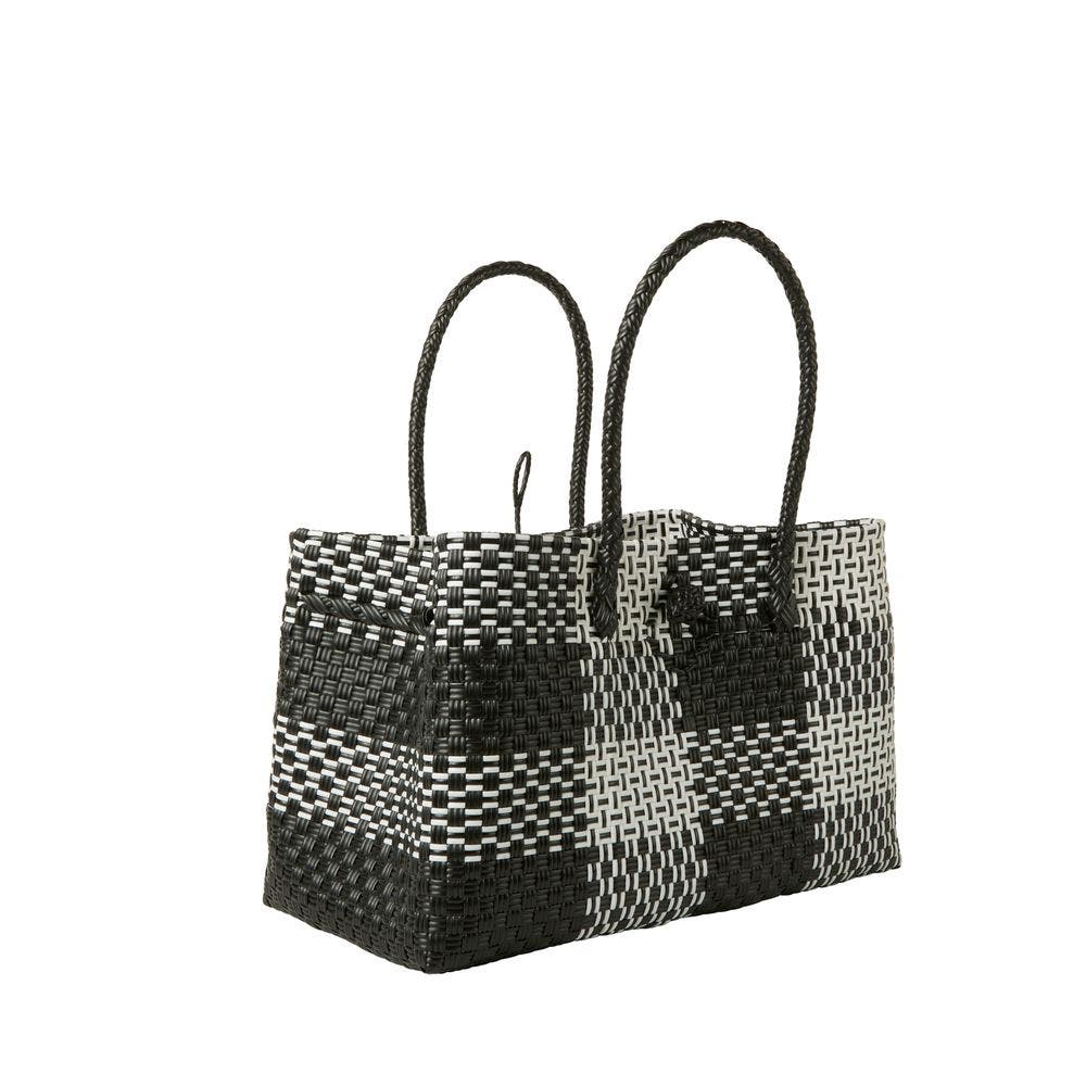 Sarah Stewart The Midi Piper Handwoven Tote Recycled Plastic, Alternate, color, Black Picnic