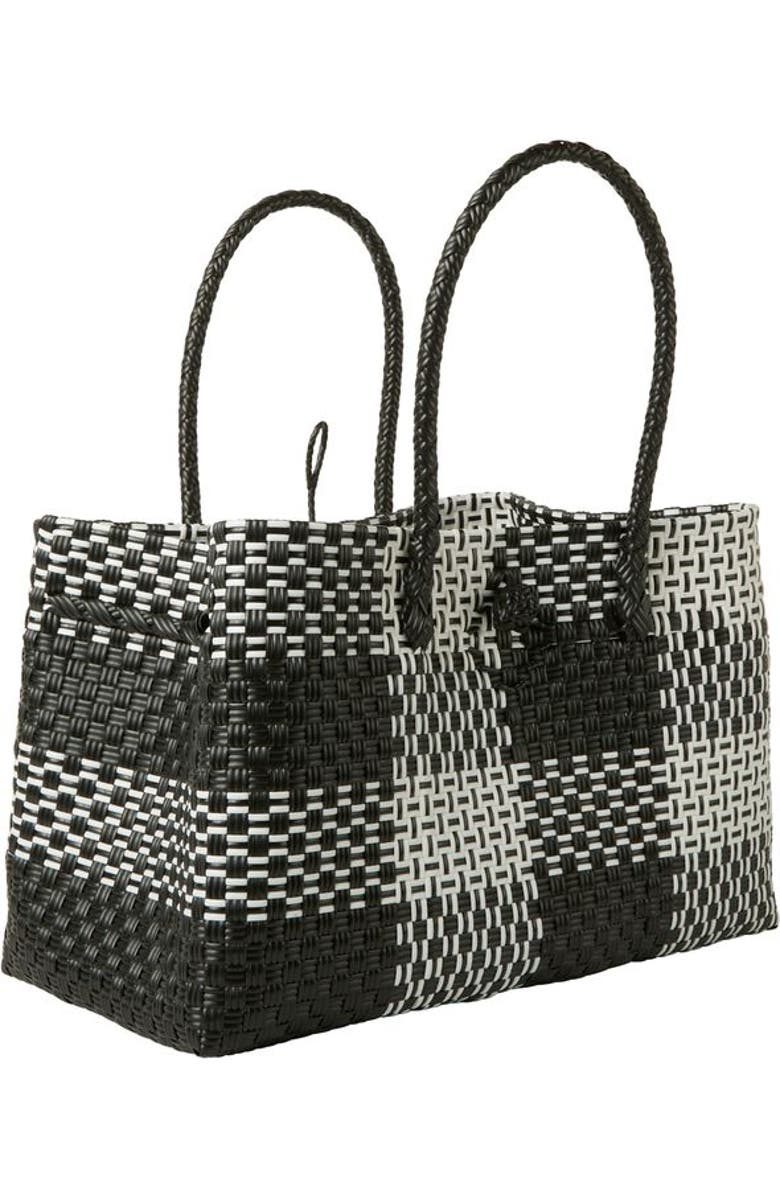 Sarah Stewart The Midi Piper Handwoven Tote Recycled Plastic, Alternate, color, Black Picnic