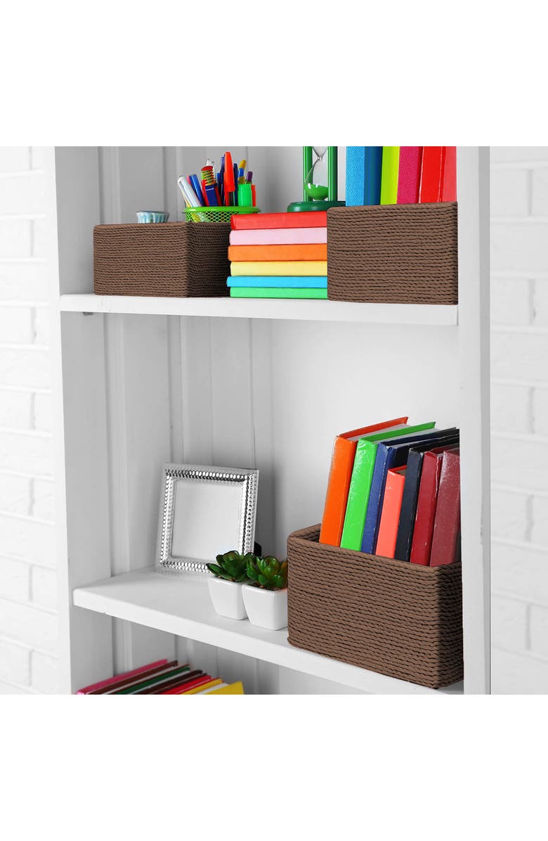 SORBUS Set of 4 Woven Rope Baskets, Alternate, color, Chocolate