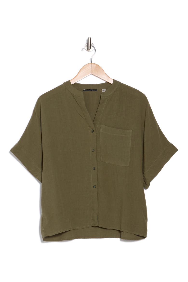 Split Neck Shirt, Alternate, color, FOREVER OLIVE