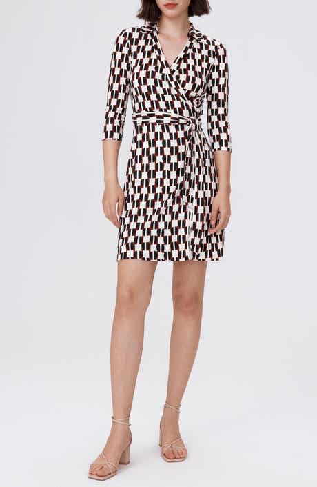 DVF New Jeanne Two Geometric Print Silk Wrap Dress
