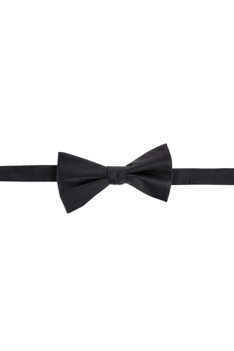 Big & Tall Sutton Solid Color Silk Bow Tie, Main, color, Black