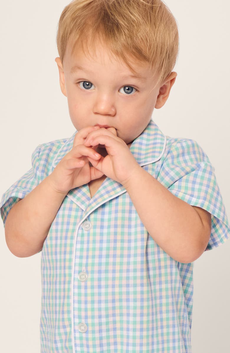 Petite Plume Gingham One-Piece Short Pajamas, Alternate, color, 