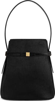 TOTEME Belted Genuine Calf Hair Bucket Bag