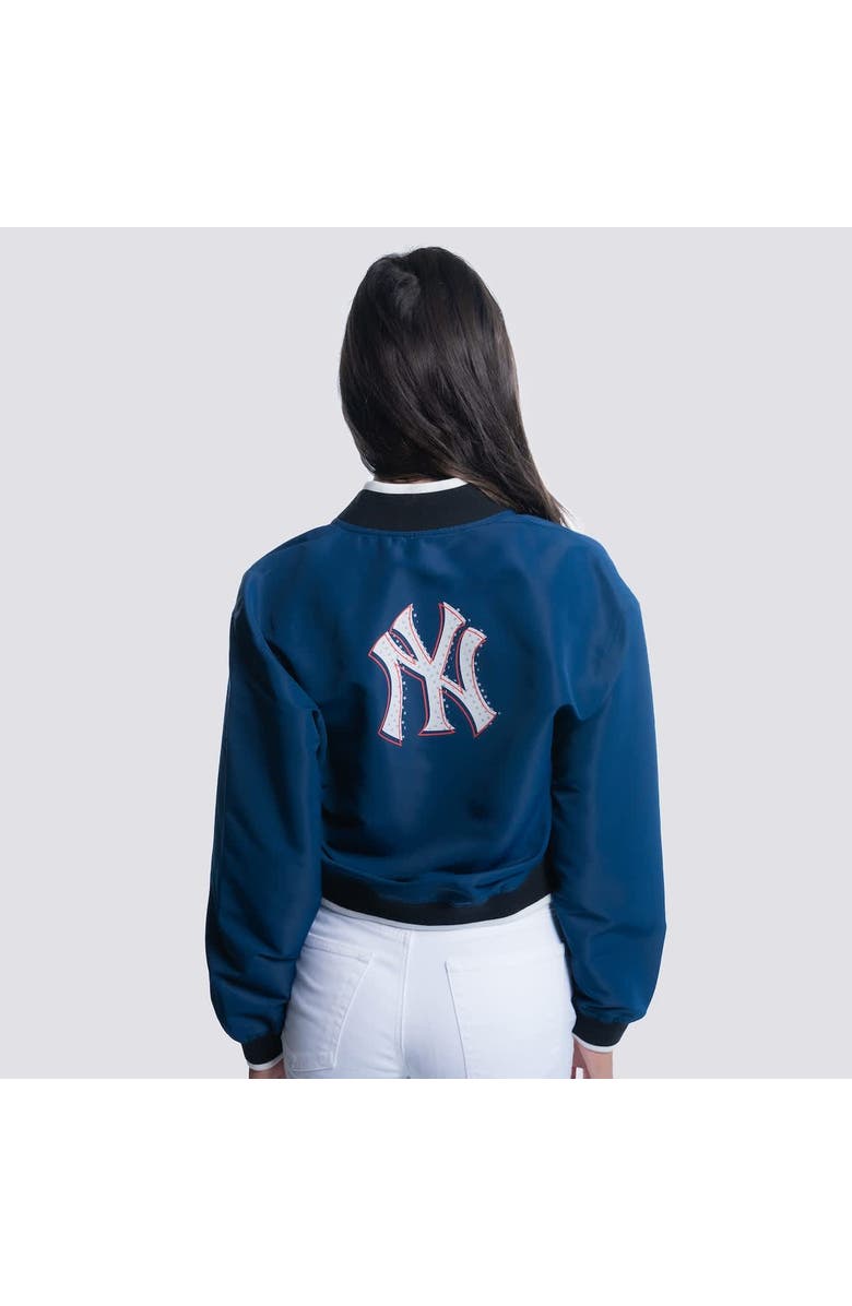 LUSSO Women's Lusso Navy New York Yankees Paisley Cropped Full-Zip Jacket, Alternate, color, Navy