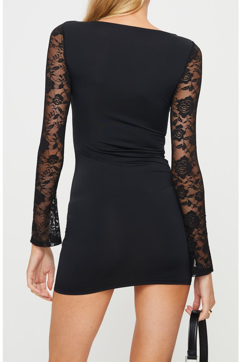 Covington Lace Panel Long Sleeve Minidress, Alternate, color, BLACK